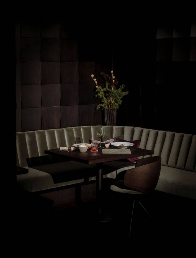 silva restaurant table set with food